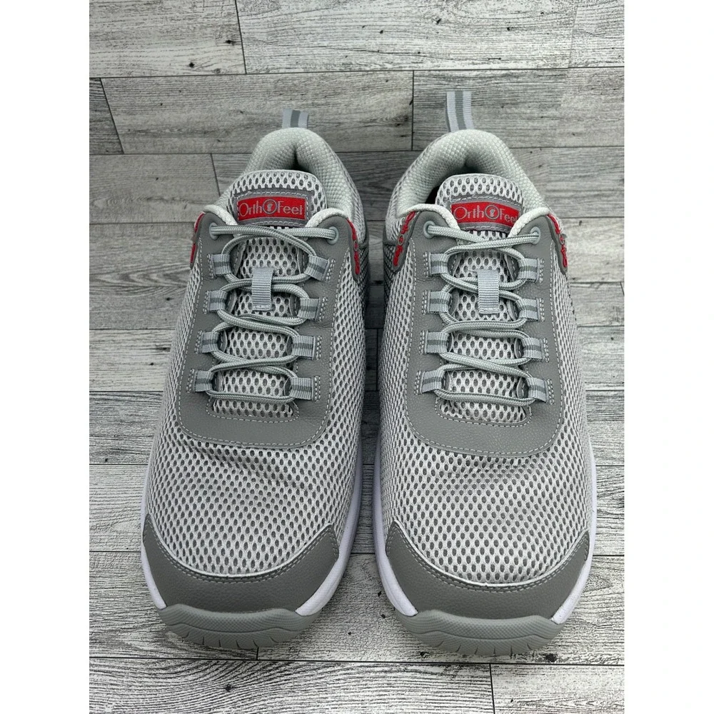 Orthofeet Edgewater 618 Men Sz Wide 11.5 2E Gray Mesh Walking‎ Shoes Sneakers